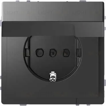 Розетка с заземлением с защитными шторками и крышкой Merten D-life 16А/250В, безвинтовые зажимы, антрацит MTN2310-6034 MTN2310-6034