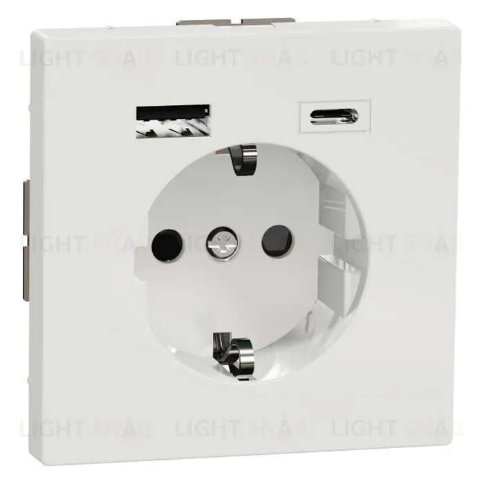 Розетка с заземлением с 2 USB А+С 3А и защитными шторками 16А/250В Merten D-life, белый лотос MTN2367-6035 MTN2367-6035
