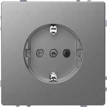 Розетка с заземлением с защитой от детей Merten D-life 16А/250В, безвинтовые зажимы, нержавеющая сталь MTN2300-6036 MTN2300-6036