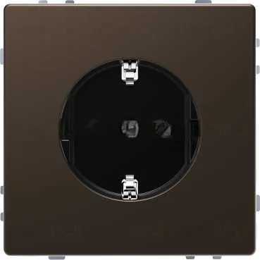 Розетка с заземлением Merten D-life 16А/250В, безвинтовые зажимы, мокко металл MTN2301-6052 MTN2301-6052