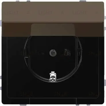 Розетка с заземлением с защитными шторками и крышкой Merten D-life 16А/250В, безвинтовые зажимы, мокко металл MTN2310-6052 MTN2310-6052