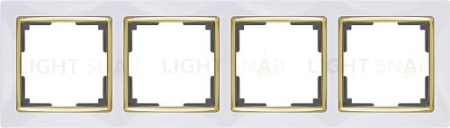 Рамка четверная Werkel Snabb, белый/золото a051660 a051660