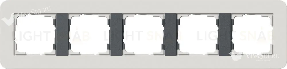 Рамка пятерная Gira E3 светло-серый/антрацит 0215421 0215421