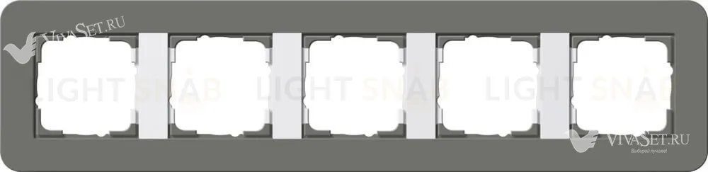 Рамка пятерная Gira E3 темно-серый/белый глянцевый 0215413 0215413