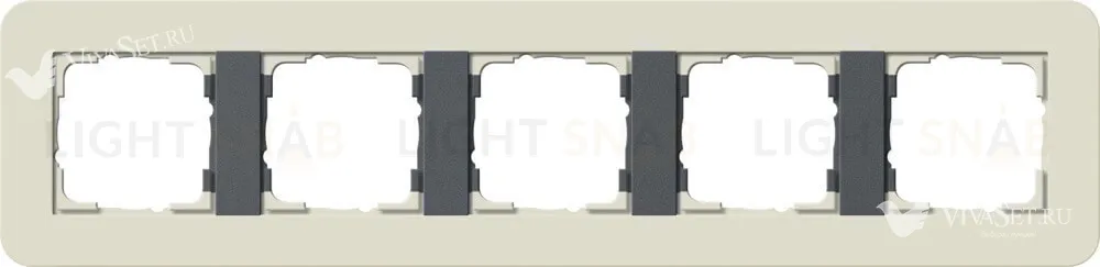 Рамка пятерная Gira E3 песочный/антрацит 0215427 0215427