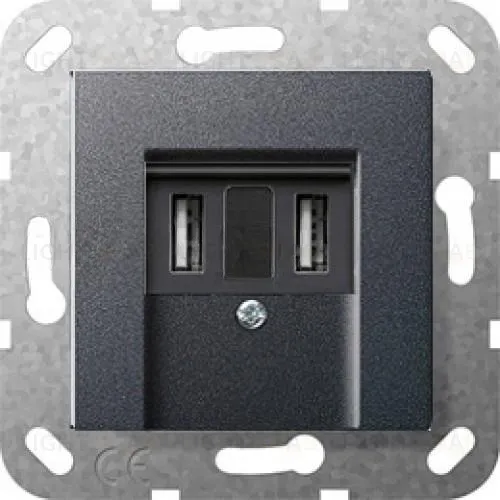 Розетка USB двойная Gira для зарядка 1,4 А, антрацит 260209+027628 260209 + 027628