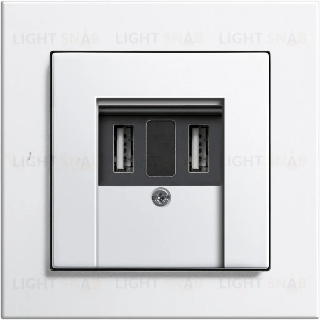 Розетка USB двойная Gira для зарядка 1,4 А, белый матовый 260209+027627 260209 + 027627