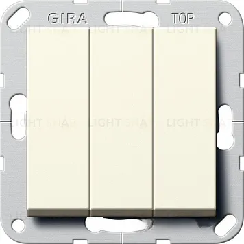 Выключатель трехклавишный проходной Gira, кремовый глянец 283201 283201