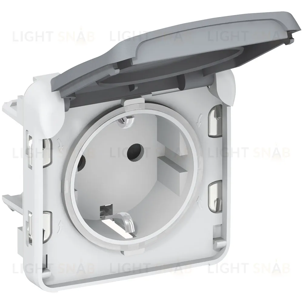 Розетка с/з с крышкой Legrand Plexo, винтовой зажим 16 A, 250 В IP55, серый 69571 69571