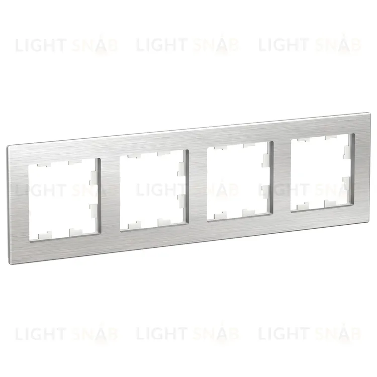 Рамка четверная Schneider Electric Atlasdesign Nature, серебро металл ATN312104 ATN312104