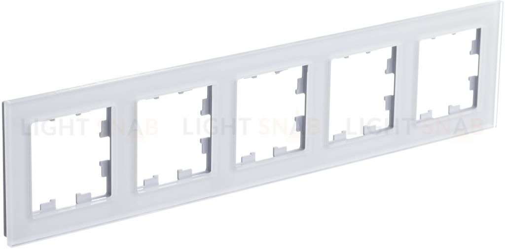 Рамка пятерная Schneider Electric Atlasdesign Nature, белое стекло ATN320105 ATN320105