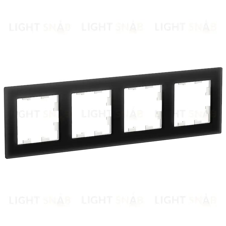 Рамка четверная Schneider Electric Atlasdesign Nature, черное стекло ATN321004 ATN321004