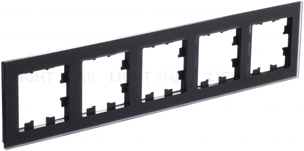 Рамка пятерная Schneider Electric Atlasdesign Nature, матовое черное стекло ATN331005 ATN331005