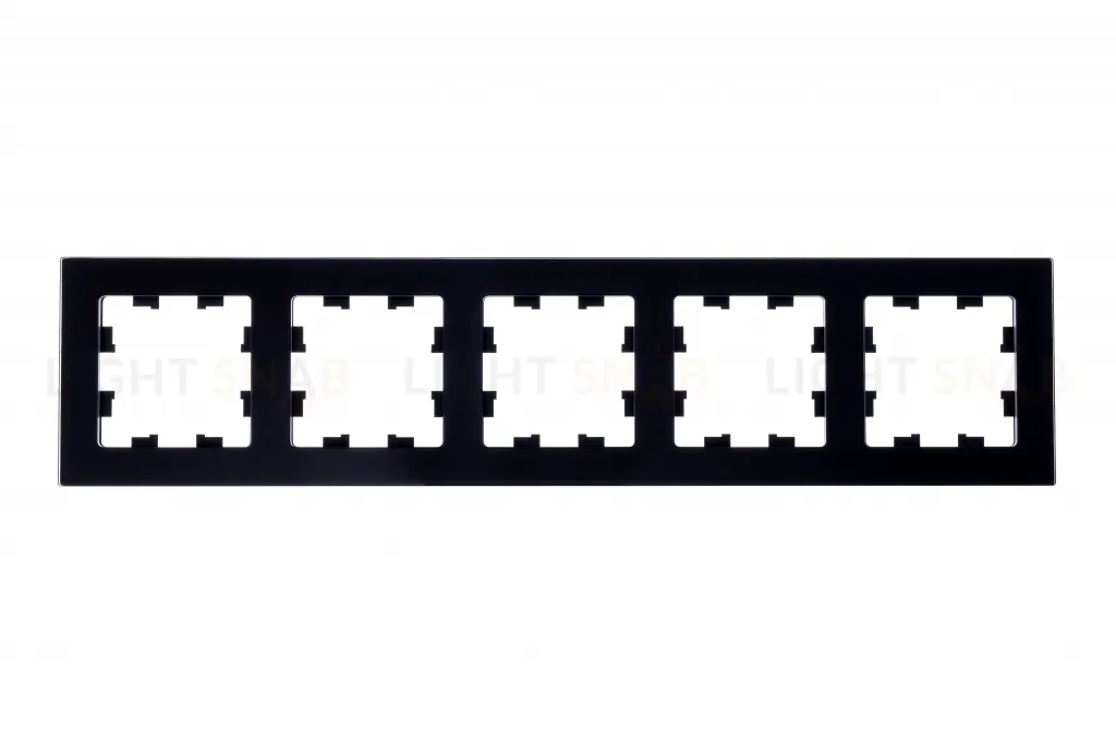 Рамка пятерная Schneider Electric Atlasdesign Nature, натуральное стекло черное ATN361005 ATN361005