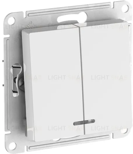 Выключатель двухклавишный с подсветкой Schneider Atlasdesign 10А, быстрозажим. клем., белый ATN000153S ATN000153S