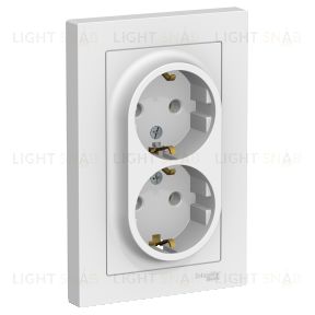 Розетка двойная с заземлением в сборе Schneider Electric Atlasdesign 16А, белый ATN000124 ATN000124