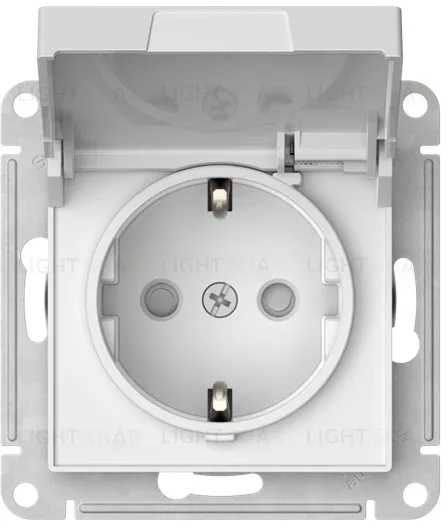 Розетка с заземлением со шторками и крышкой Schneider Electric Atlasdesign 16А IP20, быстрозажим. клем., белый ATN000146S ATN000146S