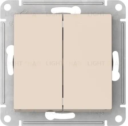 Выключатель двухклавишный проходной Schneider Atlasdesign 10А, быстрозажим. клем., бежевый ATN000265S ATN000265S