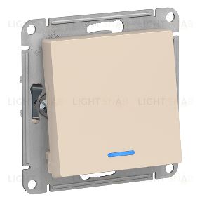 Выключатель одноклавишный проходной с подсветкой Schneider Atlasdesign 10А, бежевый ATN000263 ATN000263