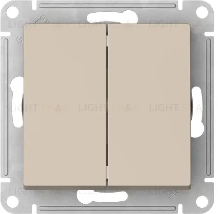 Выключатель двухклавишный проходной Schneider Atlasdesign 10А, быстрозажим. клем., песочный ATN001265S ATN001265S