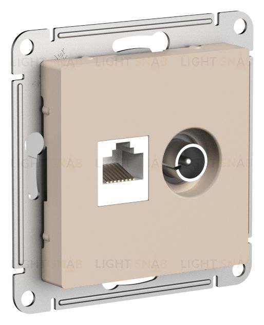 Розетка TV и интернет розетка Schneider Atlasdesign RJ 45, 5 кат., песочный ATN001289 ATN001289