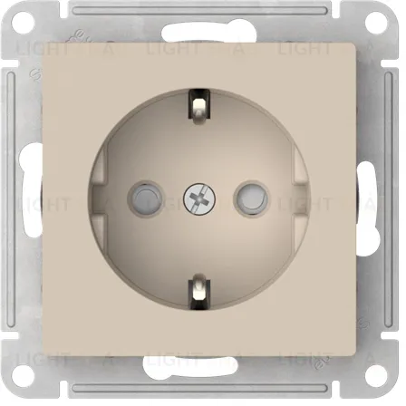 Розетка с заземлением со шторками Schneider Electric Atlasdesign 16А, быстрозажим. клем., песочный ATN001245S ATN001245S