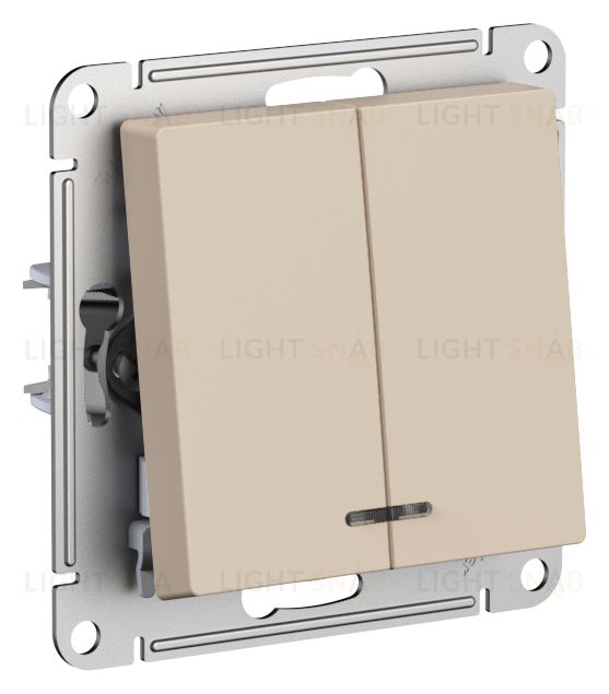 Выключатель двухклавишный с подсветкой Schneider Atlasdesign 10А, песочный ATN001253 ATN001253