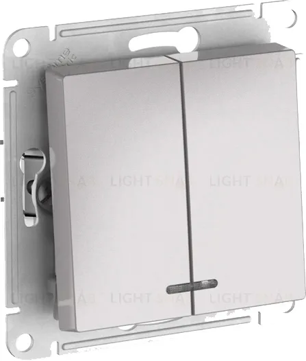 Выключатель двухклавишный с подсветкой Schneider Atlasdesign 10А, быстрозажим. клем., алюминий ATN000353S ATN000353S