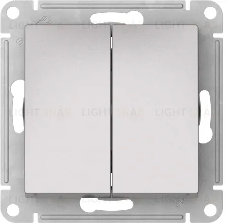 Выключатель двухклавишный проходной Schneider Atlasdesign 10А, быстрозажим. клем., алюминий ATN000365S ATN000365S