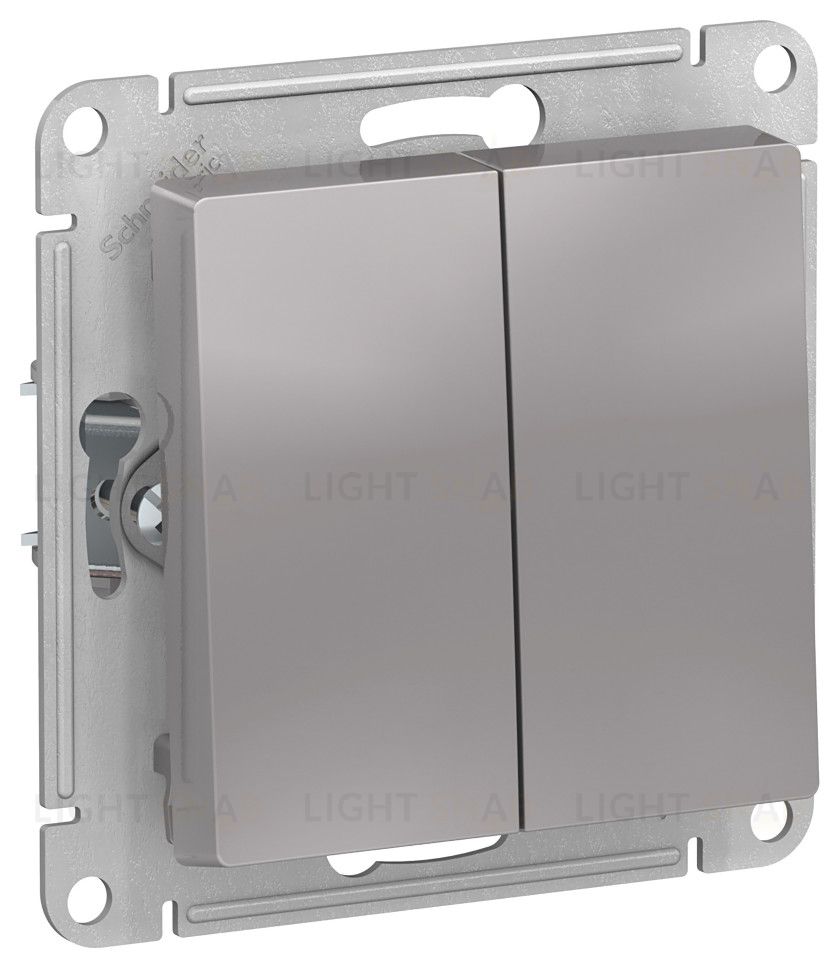 Выключатель двухклавишный Schneider Atlasdesign 10А IP44, алюминий ATN440351 ATN440351