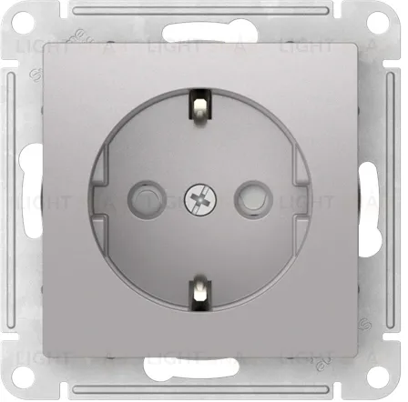 Розетка с заземлением со шторками Schneider Electric Atlasdesign 16А, быстрозажим. клем., алюминий ATN000345S ATN000345S