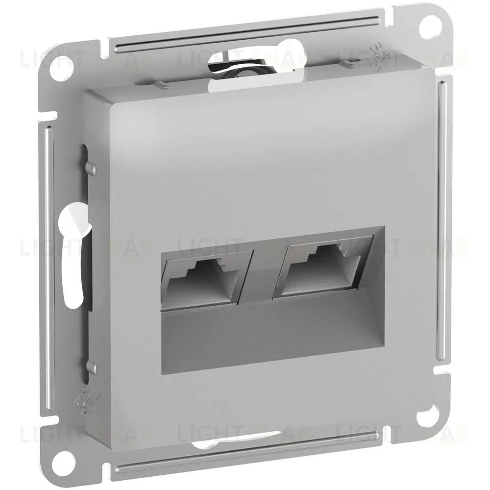 Розетка компьютерная двойная Schneider Electric Atlasdesign RJ45 6A кат., алюминий ATN000388 ATN000388