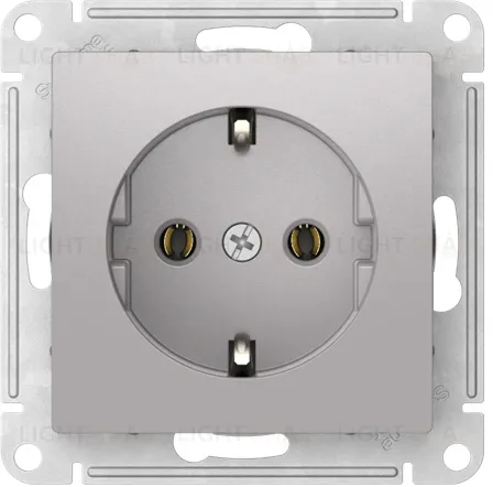 Розетка с заземлением Schneider Electric Atlasdesign 16А, быстрозажим. клем., алюминий ATN000343S ATN000343S