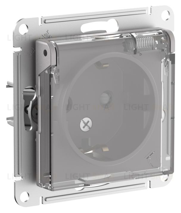 Розетка с заземлением со шторками и прозрачной крышкой Schneider Electric Atlasdesign 16А IP44, алюминий ATN440346 ATN440346