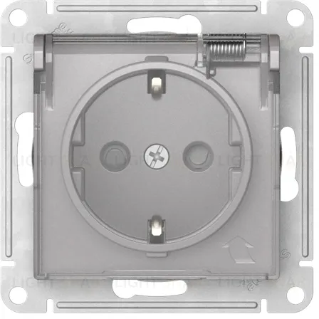 Розетка с заземлением со шторками и прозрачной крышкой Schneider Electric Atlasdesign 16А IP44, быстрозажим. клем., алюминий ATN440346S ATN440346S