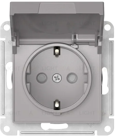 Розетка с заземлением со шторками и крышкой Schneider Electric Atlasdesign 16А IP20, быстрозажим. клем., алюминий ATN000346S ATN000346S