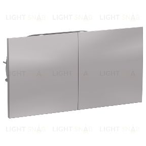 Розетка двойная с заземлением со шторками с развижной крышкой в сборе Schneider Atlasdesign, алюминий ATN000328 ATN000328