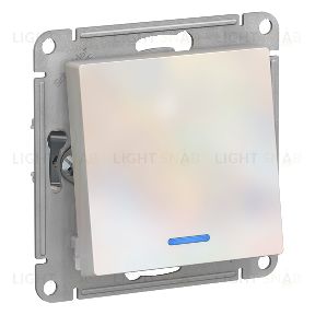 Выключатель одноклавишный проходной с подсветкой Schneider Atlasdesign 10А, жемчуг ATN000463 ATN000463