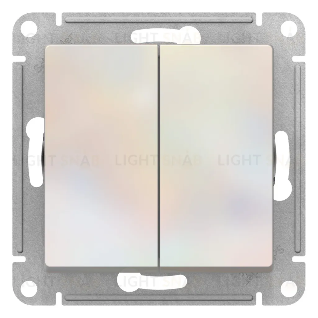 Выключатель двухклавишный кнопочный Schneider Electric Atlasdesign 10А, жемчуг ATN000417 ATN000417