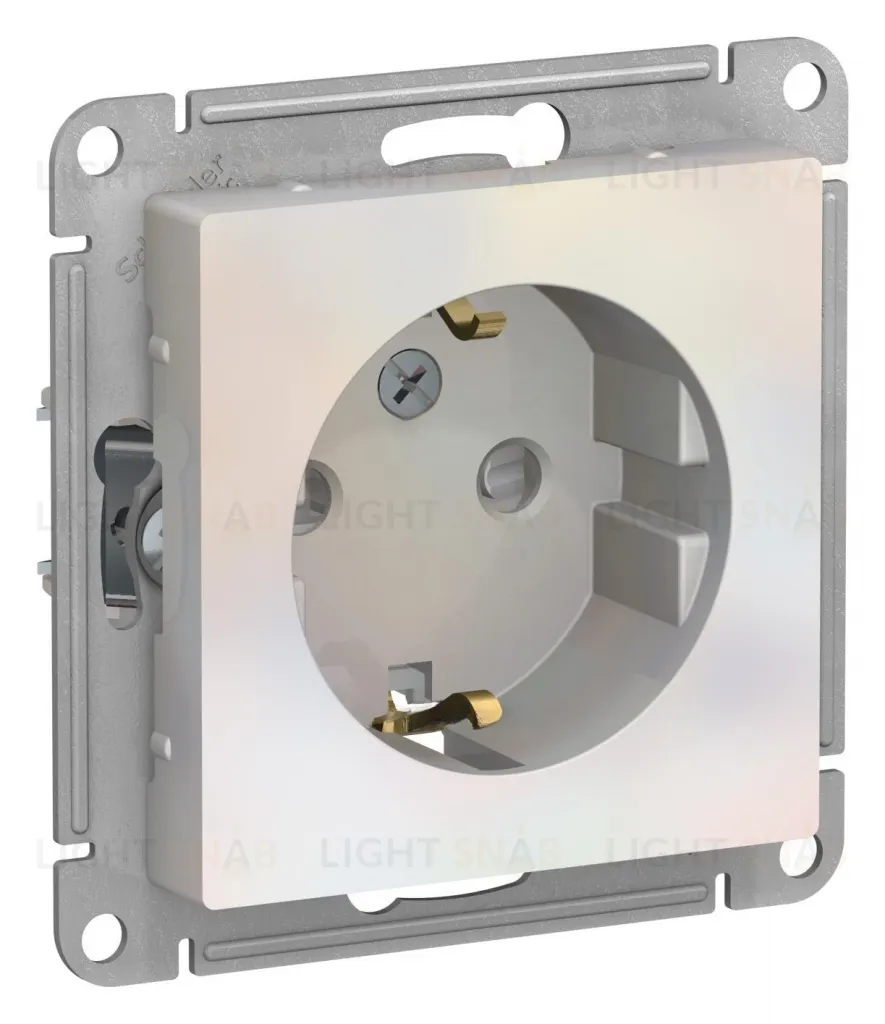 Розетка с заземлением со шторками Schneider Electric Atlasdesign 16А, жемчуг ATN000445 ATN000445