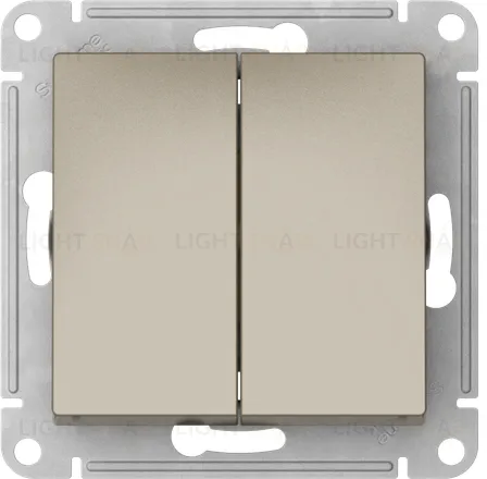 Выключатель двухклавишный Schneider Atlasdesign 10А, быстрозажим. клем., шампань ATN000551S ATN000551S