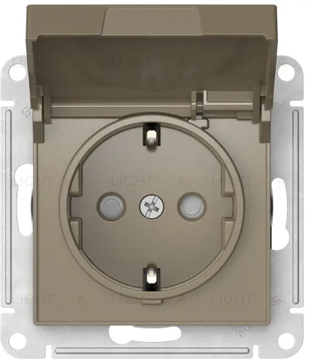 Розетка с заземлением со шторками и крышкой Schneider Electric Atlasdesign 16А IP20, быстрозажим. клем., шампань ATN000546S ATN000546S