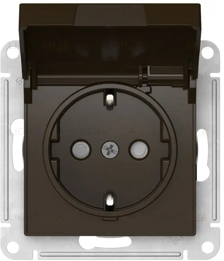 Розетка с заземлением со шторками и крышкой Schneider Electric Atlasdesign 16А IP20, быстрозажим. клем., мокко ATN000646S ATN000646S