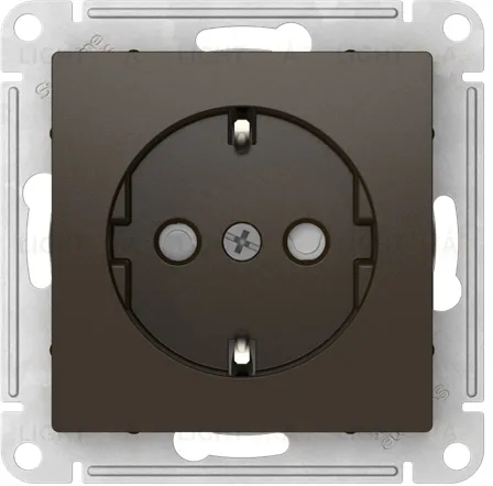 Розетка с заземлением со шторками Schneider Electric Atlasdesign 16А, быстрозажим. клем., мокко ATN000645S ATN000645S