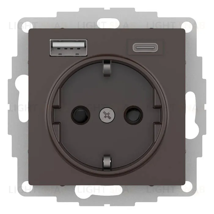 Розетка с заземлением 16А+2USB A+С, (5В/2,4А/3 А, 2х5В/1,5А) Schneider Electric Atlasdesign, мокко ATN000632 ATN000632
