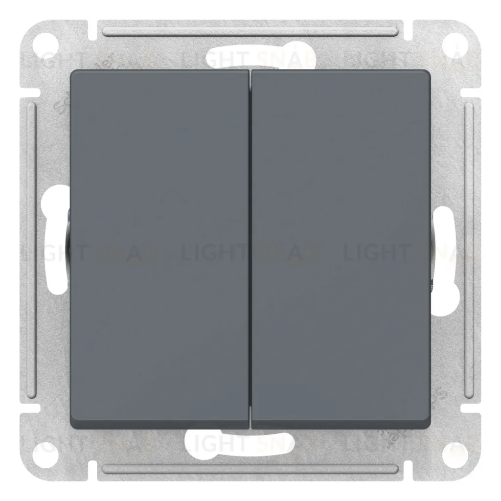 Выключатель двухклавишный кнопочный Schneider Electric Atlasdesign 10А, грифель ATN000717 ATN000717