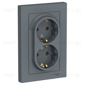 Розетка двойная с заземлением в сборе Schneider Electric Atlasdesign 16А, грифель ATN000724 ATN000724