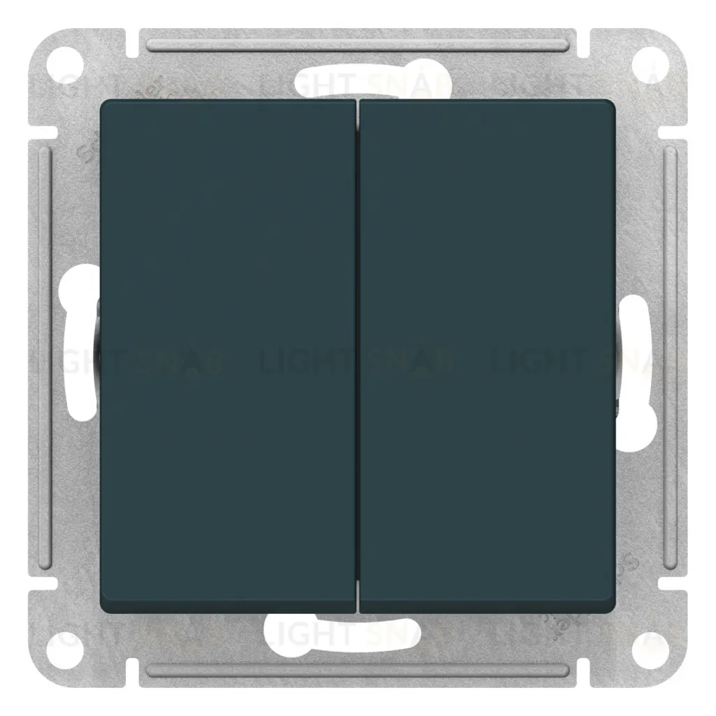 Выключатель двухклавишный кнопочный Schneider Electric Atlasdesign 10А, изумруд ATN000817 ATN000817
