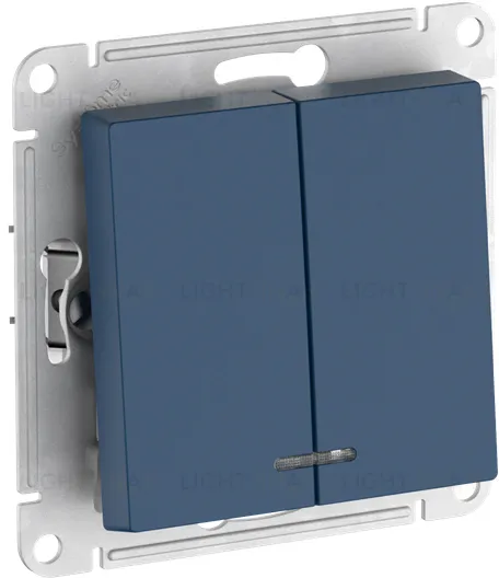 Выключатель двухклавишный с подсветкой Schneider Atlasdesign 10А, быстрозажим. клем., аквамарин ATN001153S ATN001153S