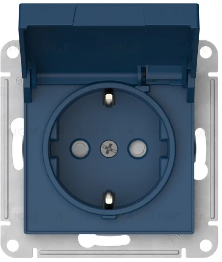 Розетка с заземлением со шторками и крышкой Schneider Electric Atlasdesign 16А IP20, быстрозажим. клем., аквамарин ATN001146S ATN001146S